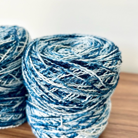 Hand-Dyed Indigo Dyed Yarn Cotton Ramie Bamboo Lot of 4 Weaving Crochet Knitting - Picture 3 of 4
